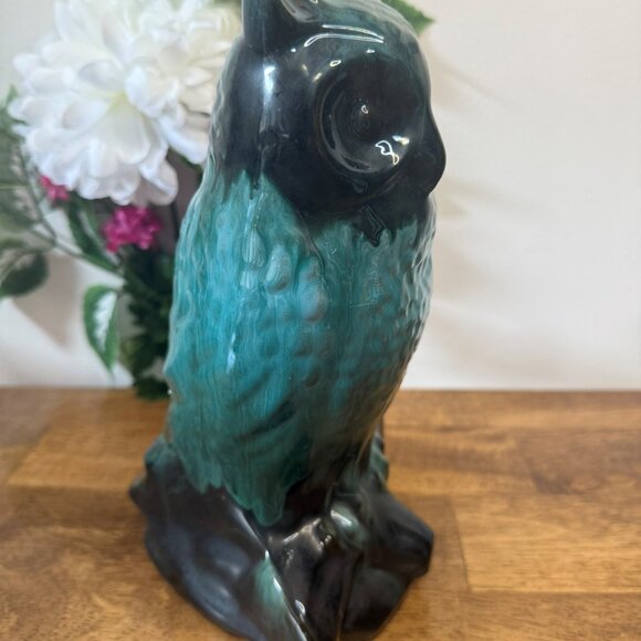 Blue Mountain Pottery Owl‎ Figurine Green Drip Glaze Canadian Vintage Ceramic - Picture 2 of 4